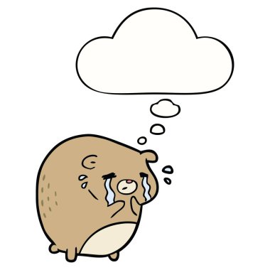 çizgi film ağlayan ayı ve düşünce balonu