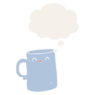 retro tarzında karikatür kupa ve düşünce balonu