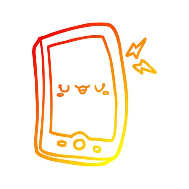 sıcak degrade çizgi sevimli karikatür cep telefonu çizim