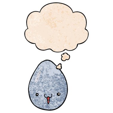karikatür yumurta ve grunge doku desen tarzında düşünce balonu