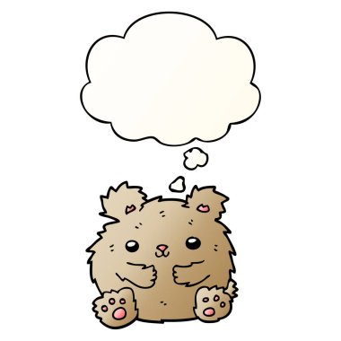 sevimli karikatür ayı ve pürüzsüz degrade tarzında kabarcık düşünce