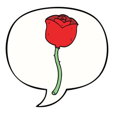 karikatür gül ve konuşma balonu