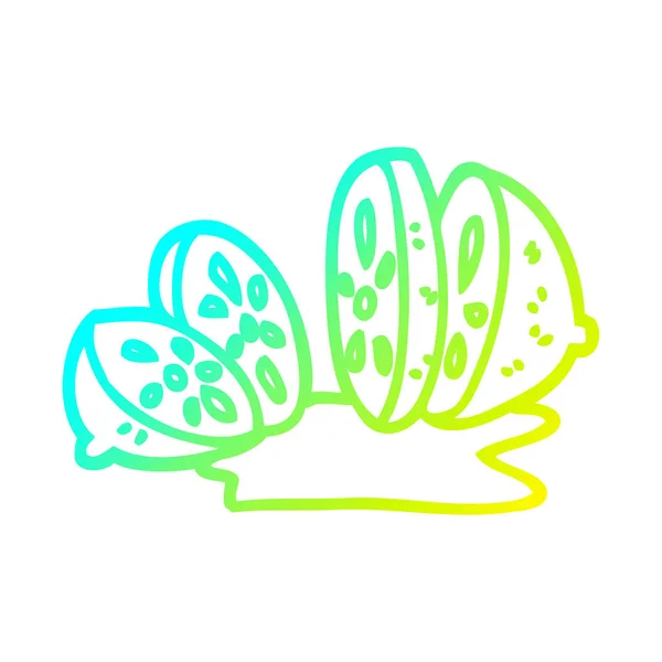 Linea gradiente freddo disegno cartone animato agrumi — Vettoriale Stock