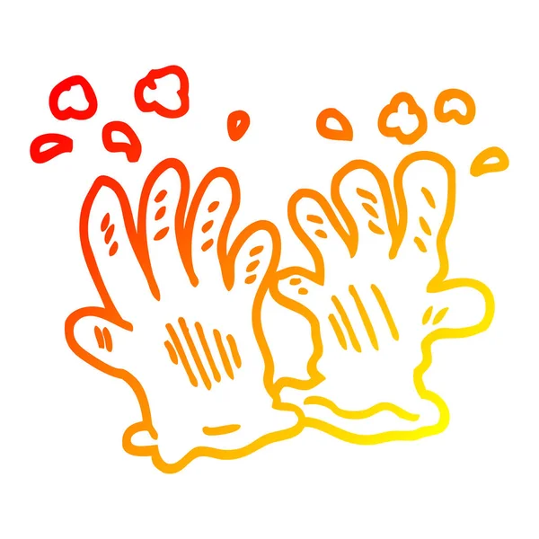 Garis gradien hangat menggambar sarung tangan steril kartun - Stok Vektor