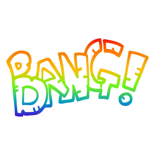 Rainbow gradient linje ritning tecknad serie Bang symbol — Stock vektor