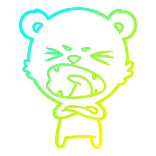 Studená přechodová linie kreslení rozzlobeného kresleného ledního medvěda — Stockový vektor