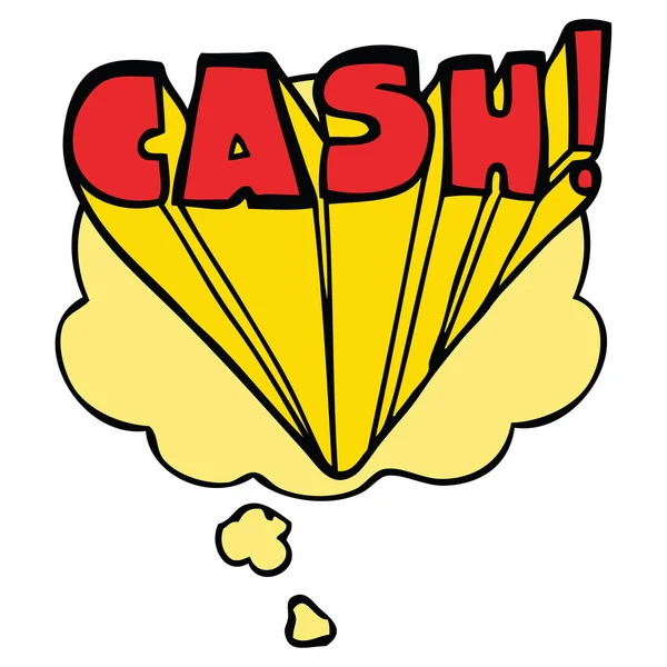 Cartoon-Wort Cash und Gedankenblase — Stockvektor