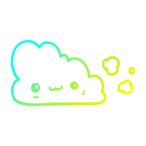 Línea de gradiente frío dibujo linda nube de dibujos animados — Vector de stock