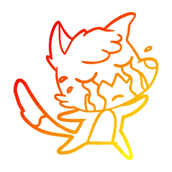 Warme Gradientenlinie Zeichnung schreiender Fuchs Cartoon — Stockvektor