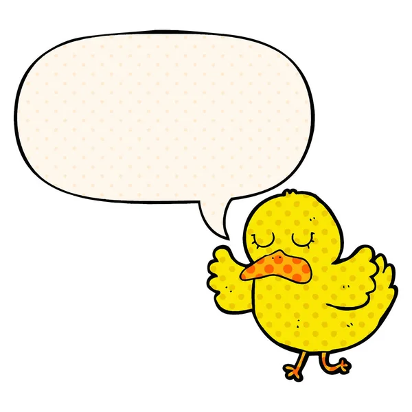 Kreslená kachna a řečová bublina v komiksovém stylu — Stockový vektor