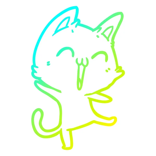 Холодна градієнтна лінія малювання щасливого мультяшного кота — стоковий вектор