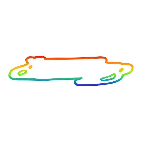 Arco iris gradiente línea dibujo dibujos animados charco de agua — Vector de stock