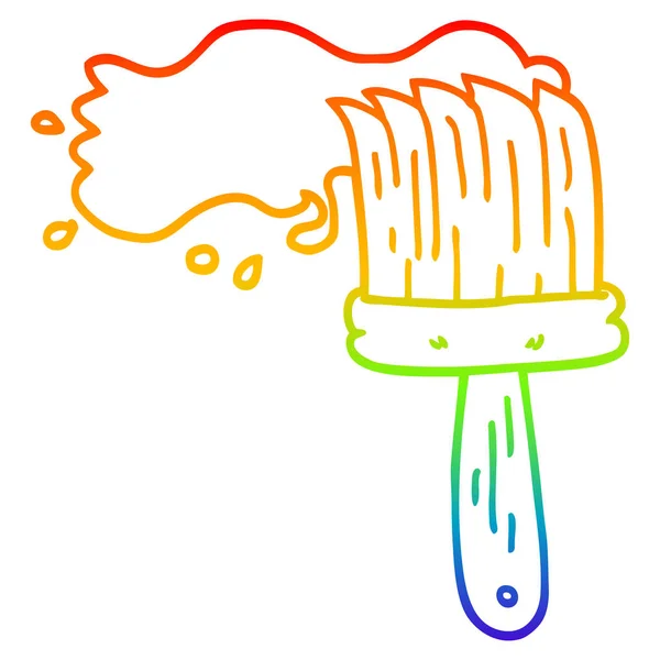 Arco iris gradiente línea dibujo dibujos animados pincel de pintura — Vector de stock
