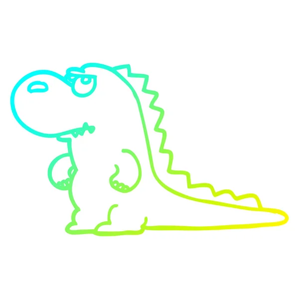 Froid dégradé ligne dessin dessin animé ennuyé dinosaure — Image vectorielle