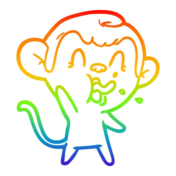 彩虹渐变线绘制疯狂的卡通猴子 — 图库矢量图片