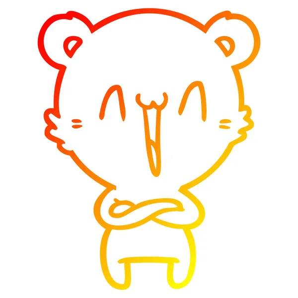 Тёплая градиентная линия, рисунок счастливого белого медведя — стоковый вектор