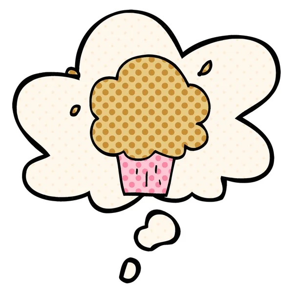 çizgi roman tarzında karikatür cupcake ve düşünce balonu