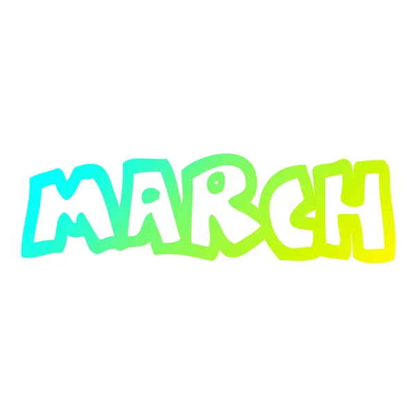 Linha gradiente frio desenho cartoon mês de março — Vetor de Stock