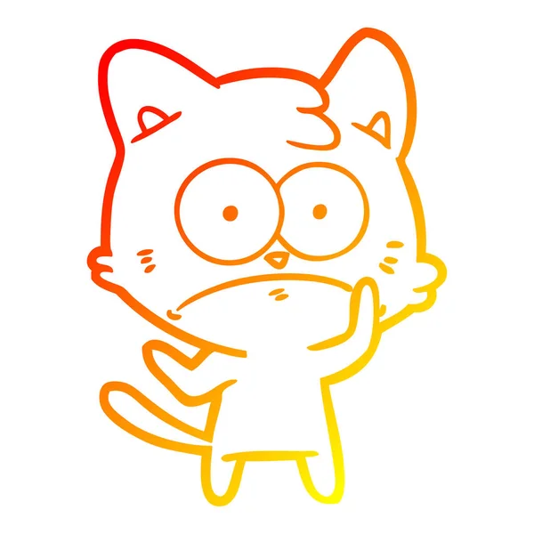 Linha gradiente quente desenho desenho desenho animado gato nervoso —  Vetores de Stock