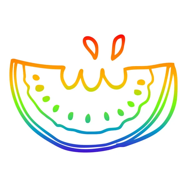 Rainbow gradient linje ritning tecknad vattenmelon — Stock vektor