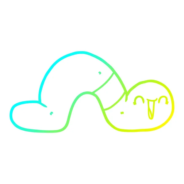 Cold gradient line drawing cartoon worm — Stock Vector