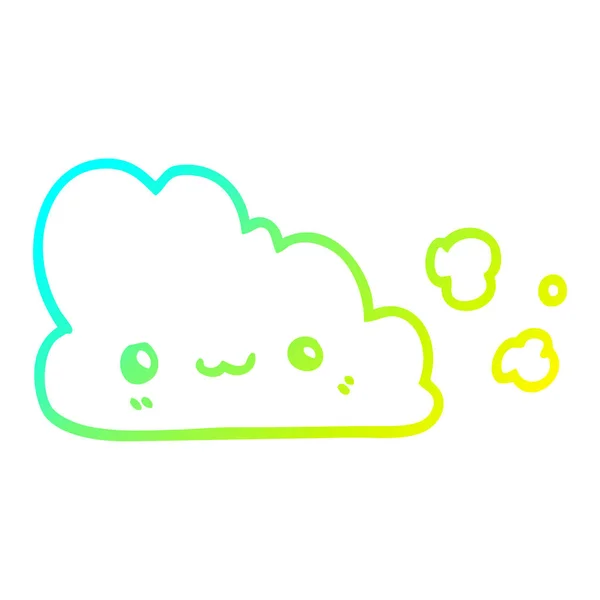 Línea de gradiente frío dibujo linda nube de dibujos animados — Vector de stock