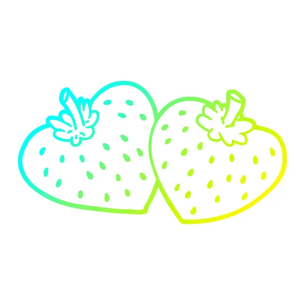 Gradient froid ligne dessin dessin animé fraises — Image vectorielle