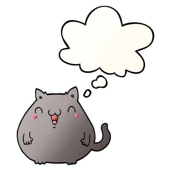 Desenho animado gato e pensamento bolha em estilo gradiente suave — Vetor de Stock