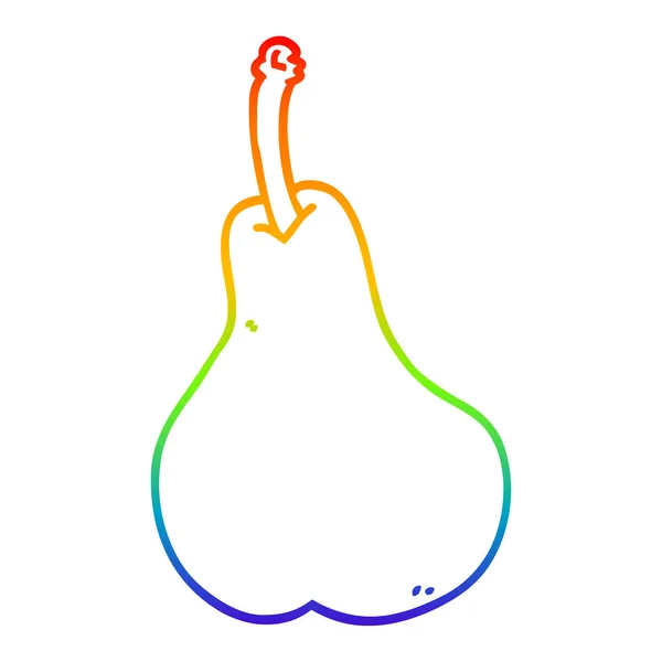 Rainbow gradient linje ritning tecknad päron — Stock vektor