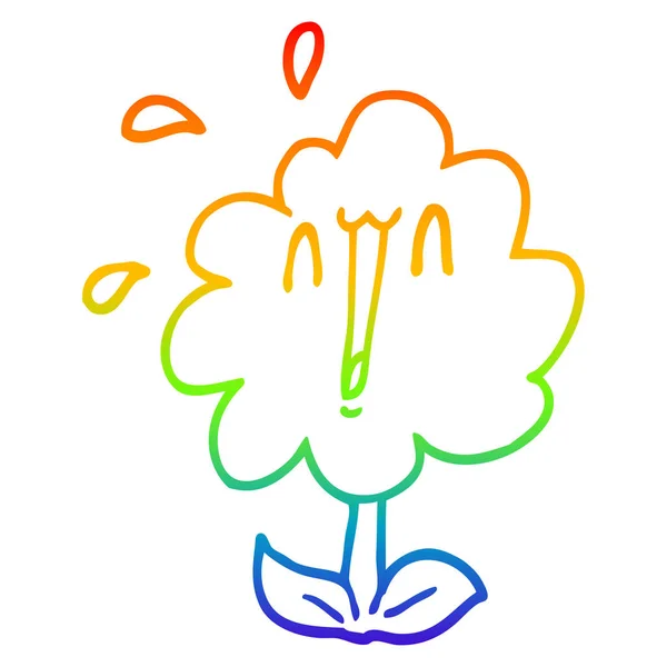 Regenbogen Gradienten Linie Zeichnung Cartoon Blume — Stockvektor