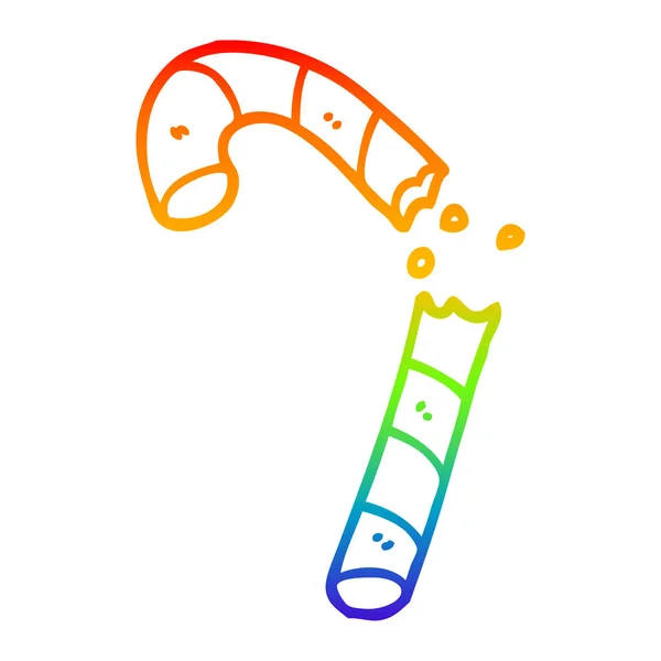 Arco-íris linha gradiente desenho cartoon xmas doces cana — Vetor de Stock