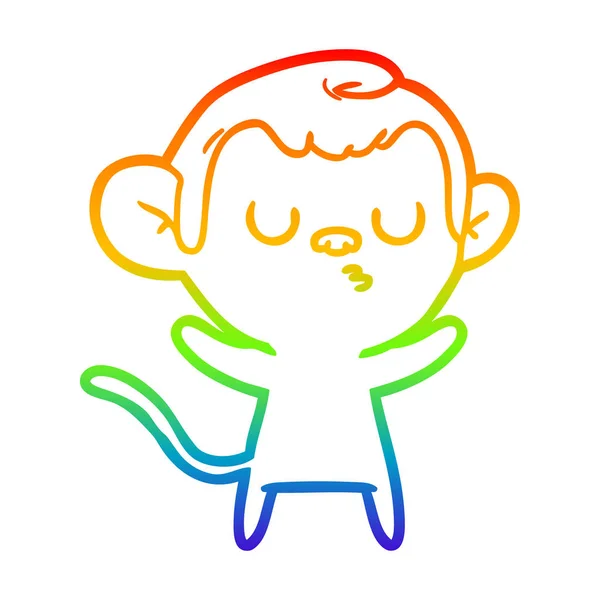 Regenboog gradiënt lijntekening cartoon Monkey — Stockvector