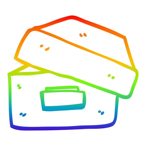 Regenboog gradiënt lijntekening cartoon oude Archiefdoos — Stockvector