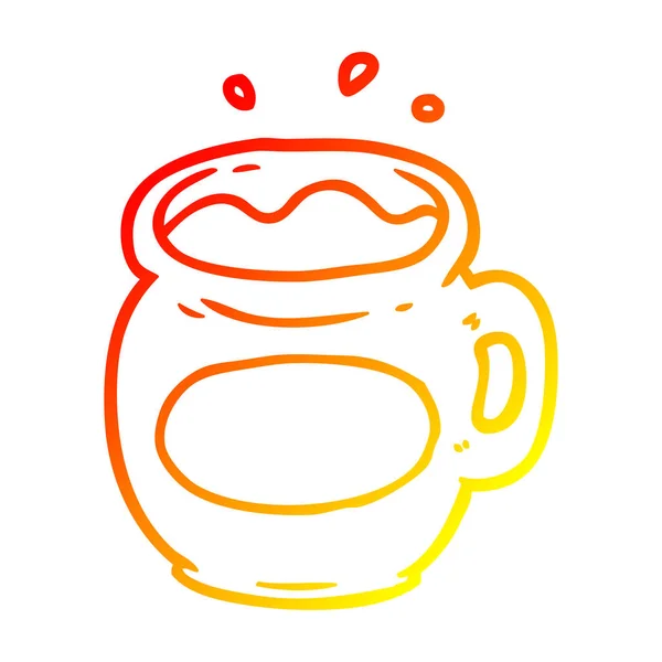 Linha de gradiente quente caneca de desenho de café — Vetor de Stock