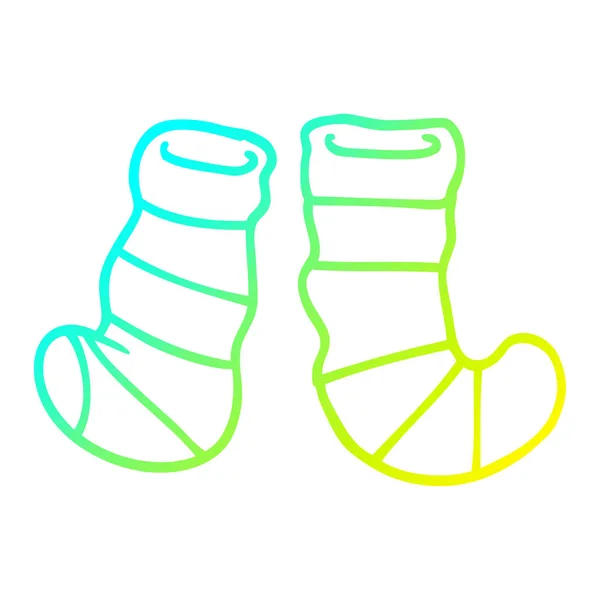 Kalte Gradientenlinie Zeichnung Cartoon-Socken — Stockvektor