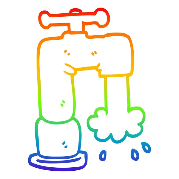 Regenbogen Gradienten Linie Zeichnung Cartoon Wasserhahn — Stockvektor