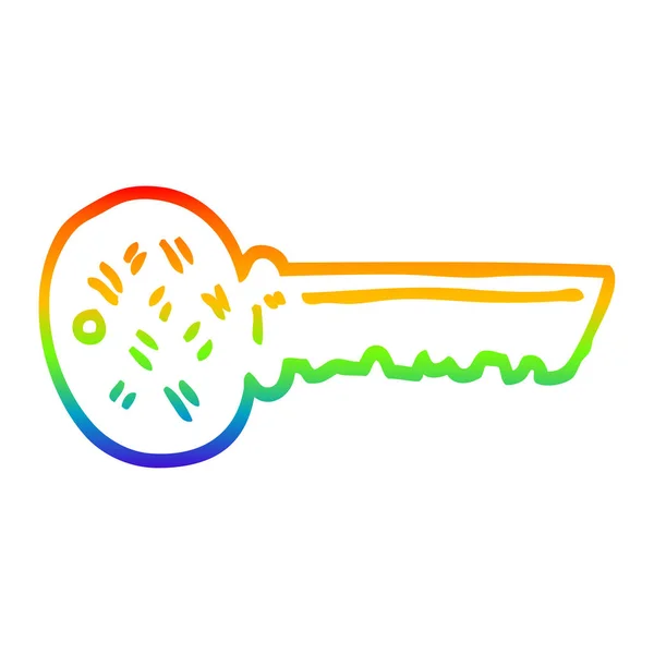 Rainbow gradient ligne dessin dessin dessin animé clé — Image vectorielle