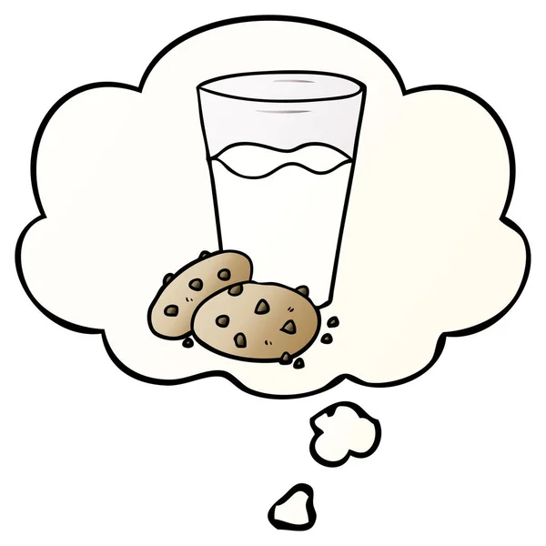 Biscuits de dessin animé et de lait et bulle de pensée en dégradé lisse s — Image vectorielle