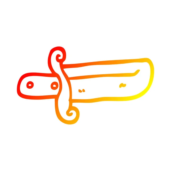 Linea gradiente caldo disegno cartone animato piccolo pugnale — Vettoriale Stock