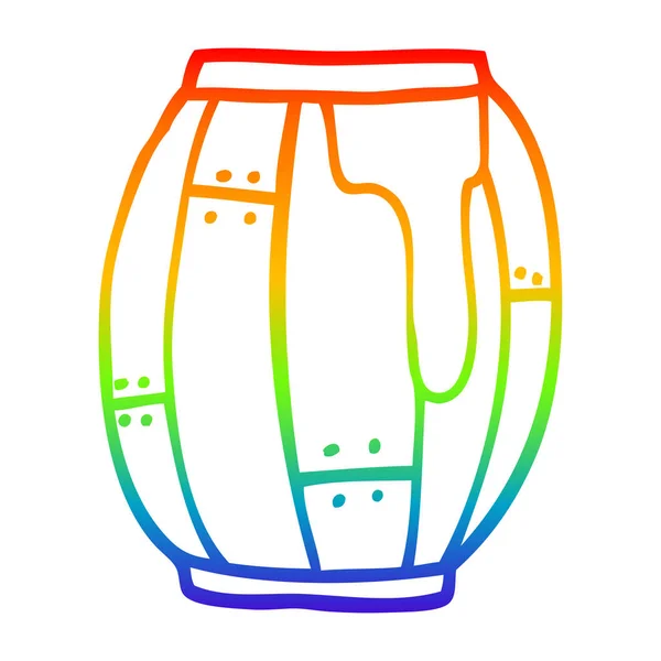 Rainbow gradient ligne dessin dessin bande dessinée bière baril — Image vectorielle