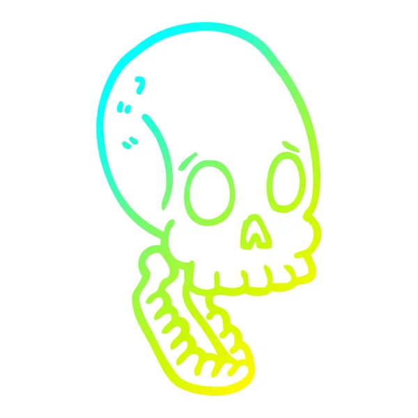 Linea gradiente freddo disegno cranio cartone animato — Vettoriale Stock