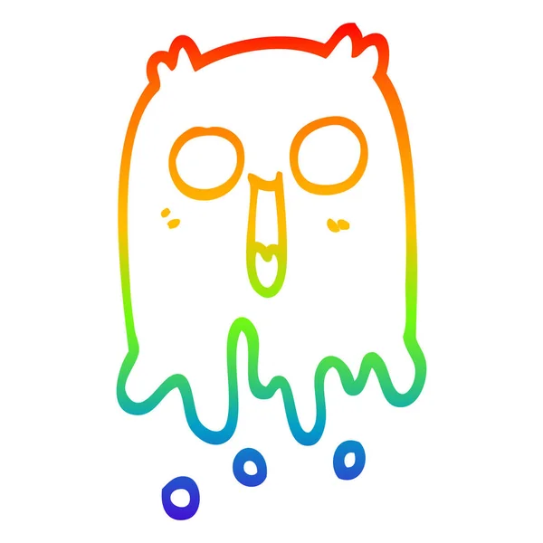 Rainbow gradient ligne dessin dessin animé fantôme effrayant — Image vectorielle