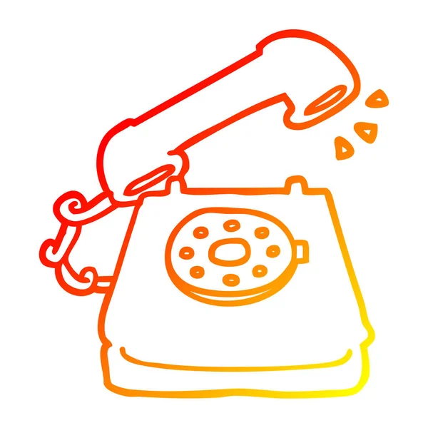 Meleg színátmenet vonal rajz karikatúra csengőhang telefon — Stock Vector