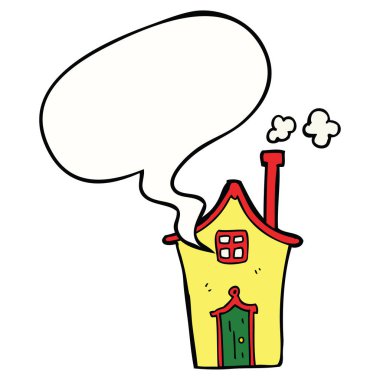 karikatür evi ve konuşma balonu