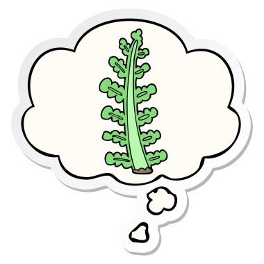 karikatür bitki ve basılı bir etiket olarak kabarcık düşünce