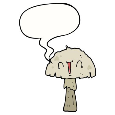 karikatür mantar ve konuşma balonu