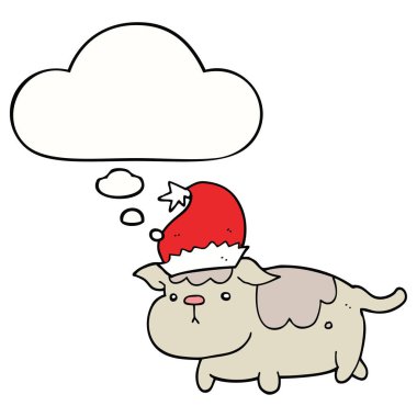 sevimli noel köpek ve düşünce balonu