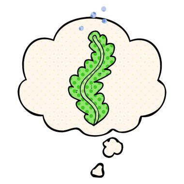 çizgi roman tarzında karikatür yosun ve düşünce balonu