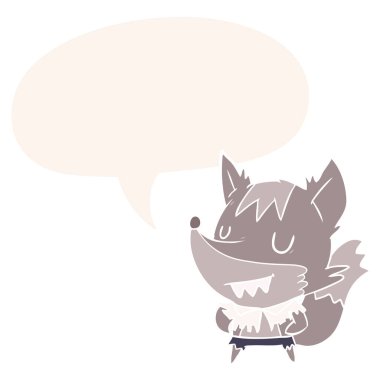 retro tarzında karikatür halloween kurt adam ve konuşma balonu