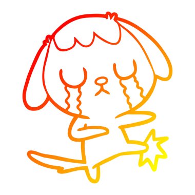 sıcak degrade çizgi çizim sevimli karikatür köpek ağlama